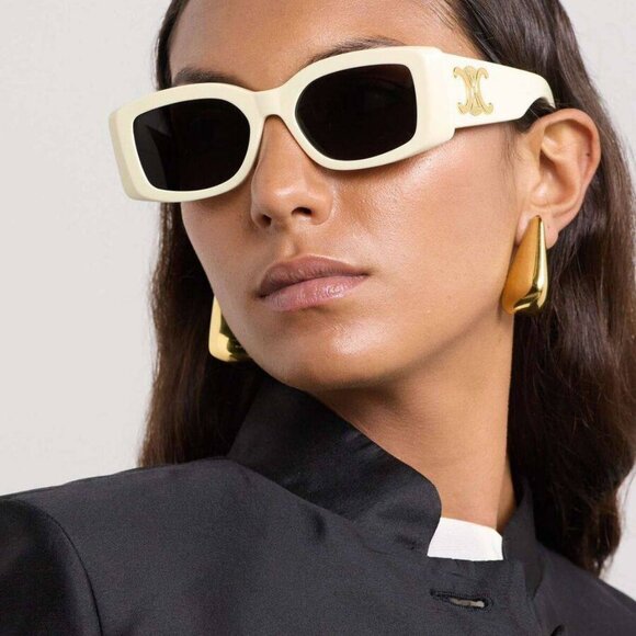 ?️ New Celine CL40282U 25A Sunglasses - Shiny Ivory Frame, Smoke Lenses main image 6